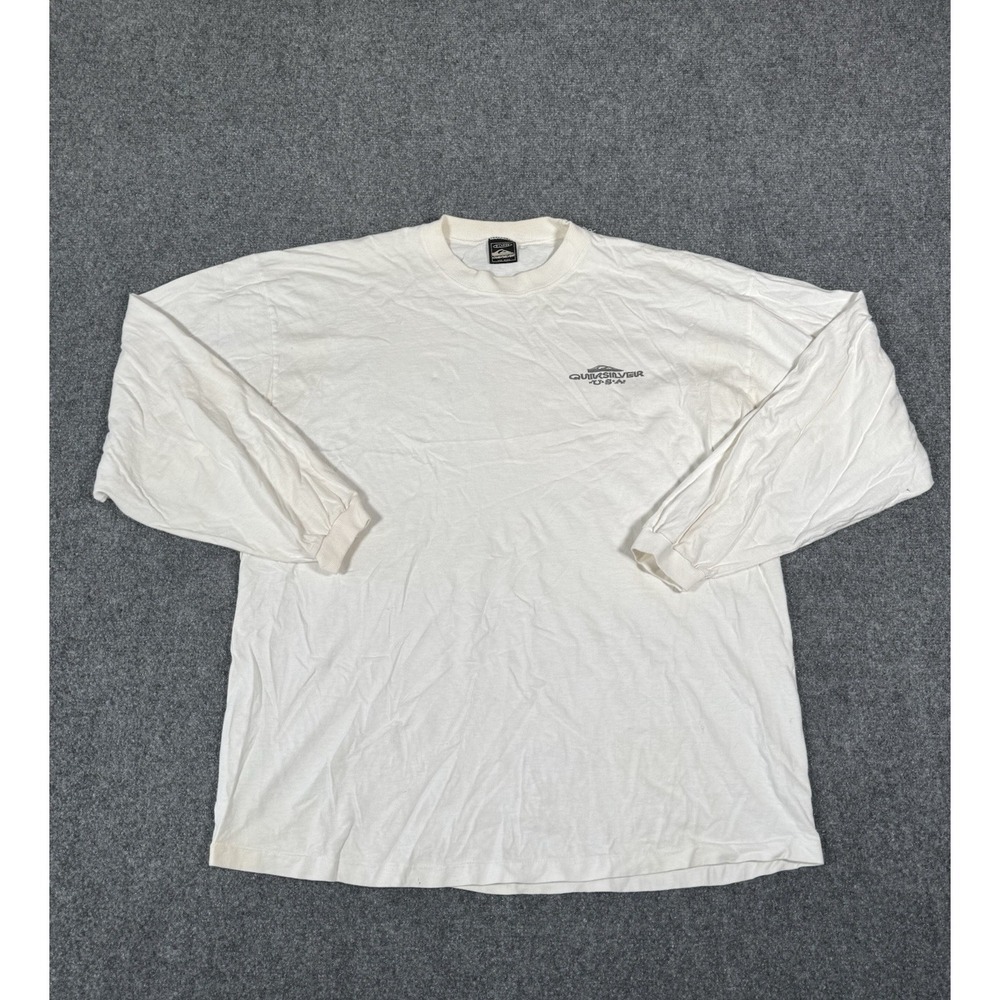 Vintage Quicksilver T Shirt Mens‎ Size XL White Graphic Long Sleeve Made In USA